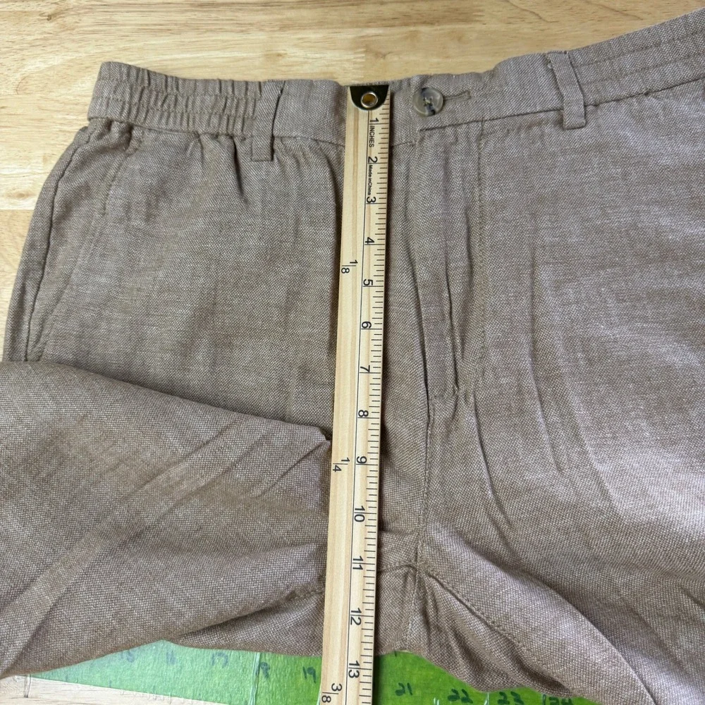 Banana Republic LINEN Blend Mason Athletic Tapered Pant Mens 34x28 Tan Casual